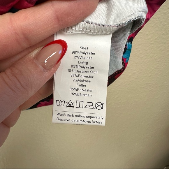 Grace Karin Elegant Wrap Blouse V Neck Pink and Blue Floral Size XL - Picture 5 of 6